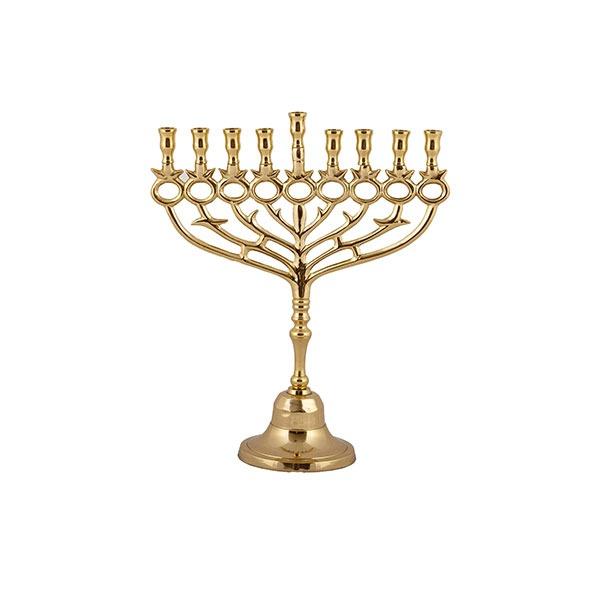 Brass Hanukkah Menorah 24 cm - Pomegranates 