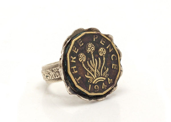 British 3 Pence Coin Ring - Great Britain Coin RINGS 