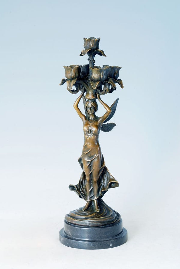 Bronze 4 Prong Candlestick Sculpture 
