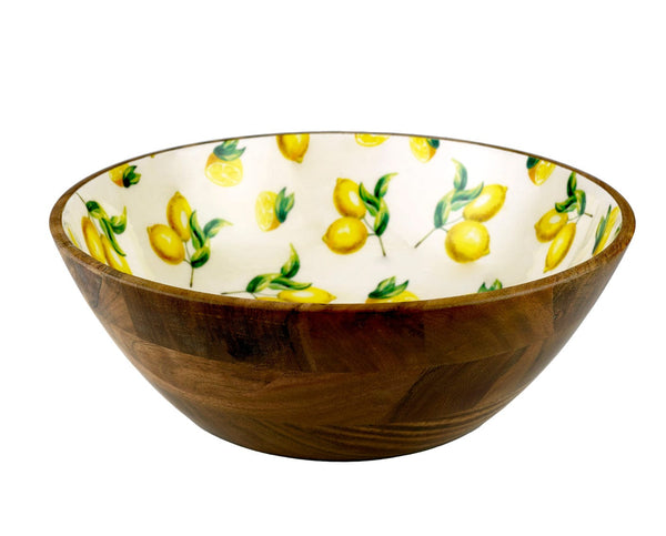 12" Wood Bowl W Lemon Decal-0