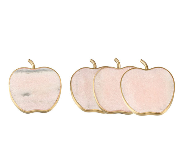 Pink Marble Apple Coasters S/4-0