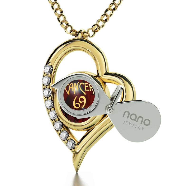 Cancer Sign, Sterling Silver Gold Plated (Vermeil) Necklace, Swarovski Necklace 