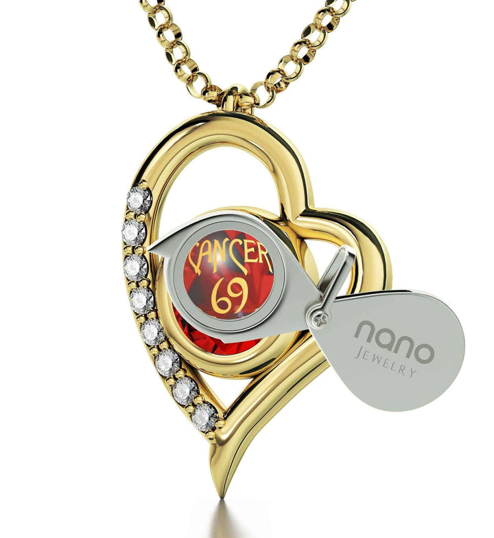 Cancer Sign, Sterling Silver Gold Plated (Vermeil) Necklace, Swarovski Necklace 