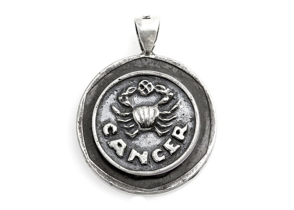 Cancer Zodiac Medallion On An Old 10 Sheqel Nis Coin Of Israel Necklace 