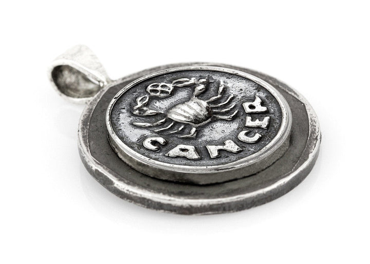 Cancer Zodiac Medallion on an old 10 Sheqel NIS Coin of Israel Necklace Necklace 