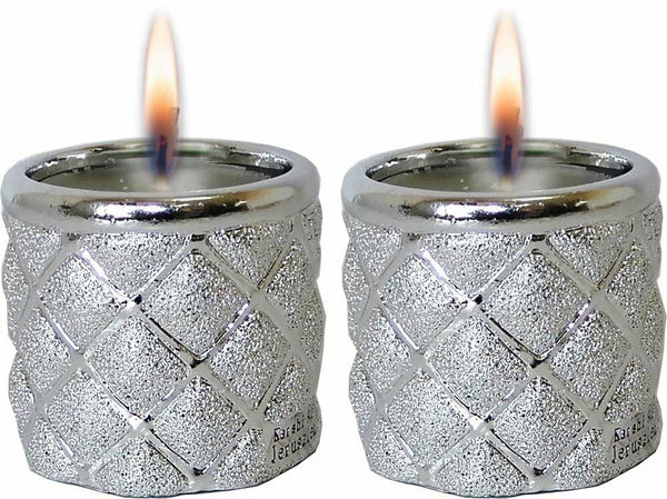 Candle Holders Round Diamond Silver 