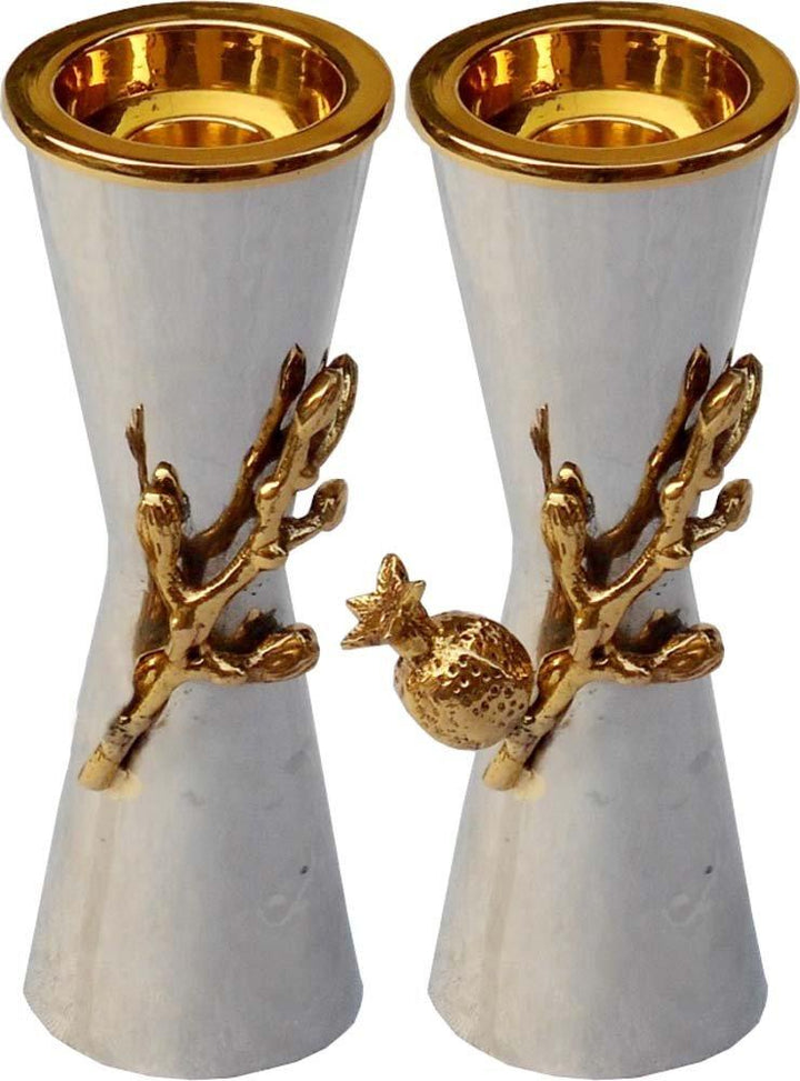 Candle Holders w/Brass Pomegranate 