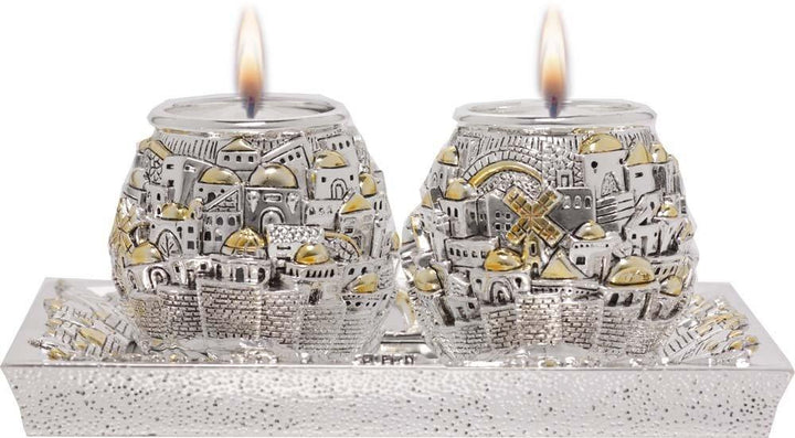Candle Holders w/Tray Jerusalem Ball 925 