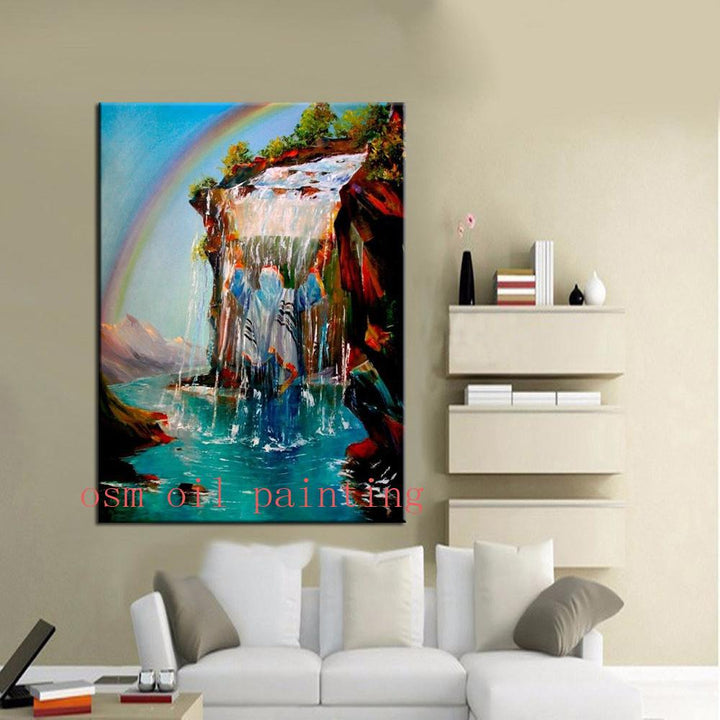 Canvas Painting Jew Wrapped In A Tallit Under A Waterfall art 