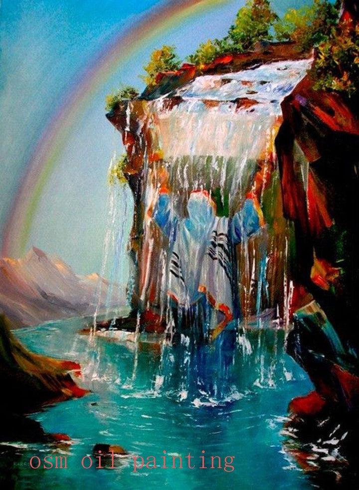 Canvas Painting Jew Wrapped In A Tallit Under A Waterfall art 