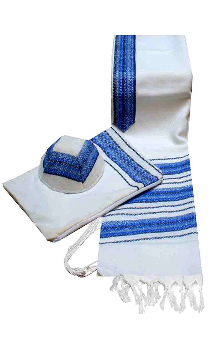 Carmel Woven Blue Knit Prayer Shawl 