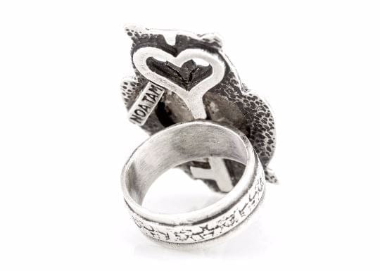 Chai Medallion Life Ring on an Wise Owl Design - Sterling Silver RINGS 
