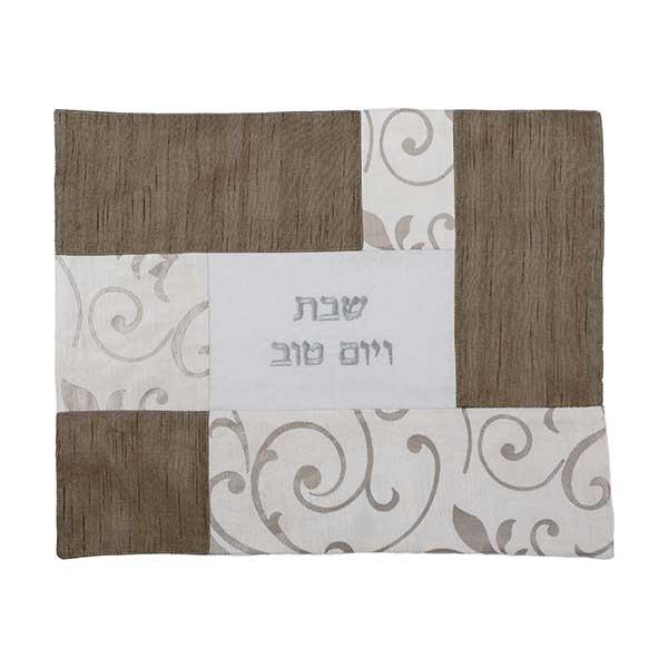 Challah Cover - Fabric Collage- Silver 