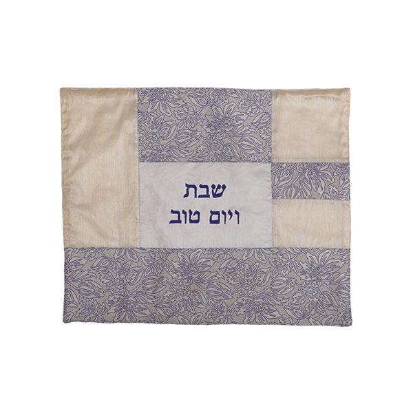 Challah Cover - Fabric Collage- White Flowers 