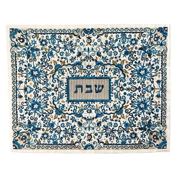 Challah Cover - Full Embroidery- Blue 