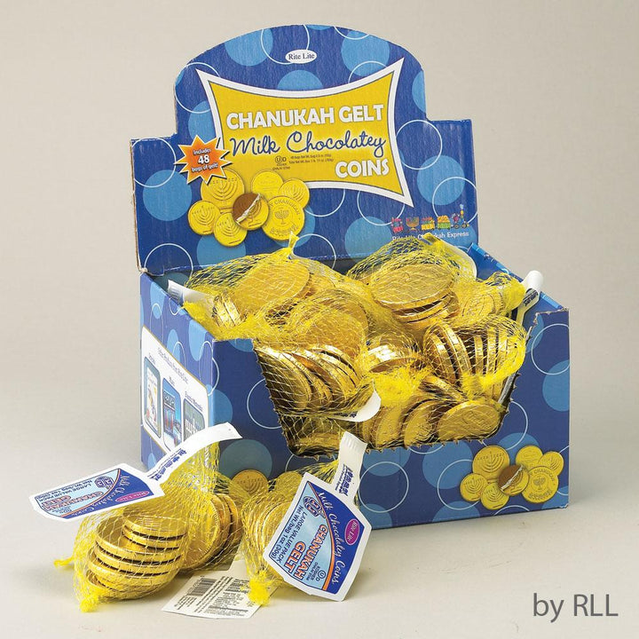 Chan. Gelt, Milk Chocolate Coins, 0.5 Oz., 48 Bags/display Chanukah 