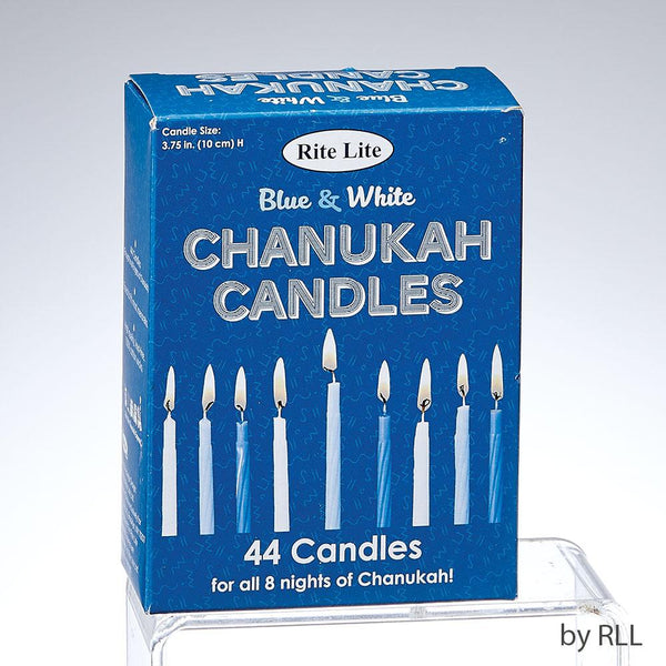 Chanukah Candles, Blue/white, 44/color Box Chanukah 