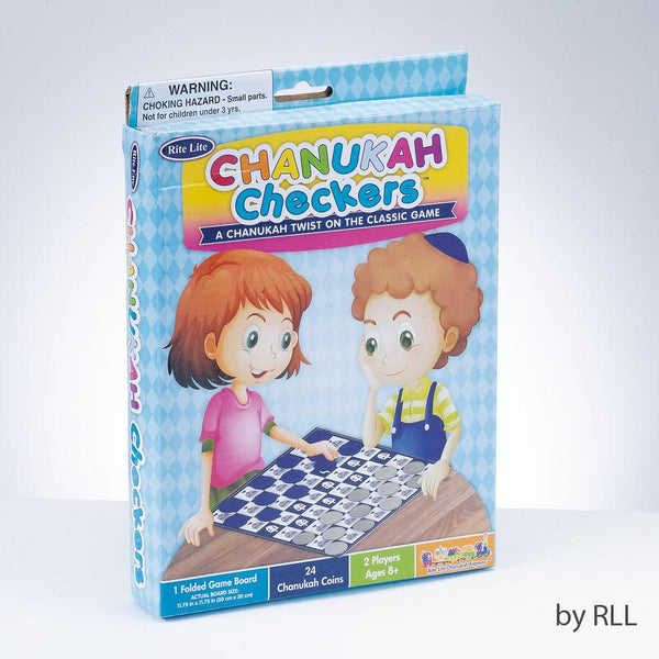 Chanukah Checkers Game, 24 Pieces, 1 Game Board, Color Box Chanuka 