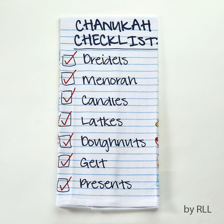 "chanukah Checklist" Tea Towel, Printed, 15" X 25", Tag Chanuka 