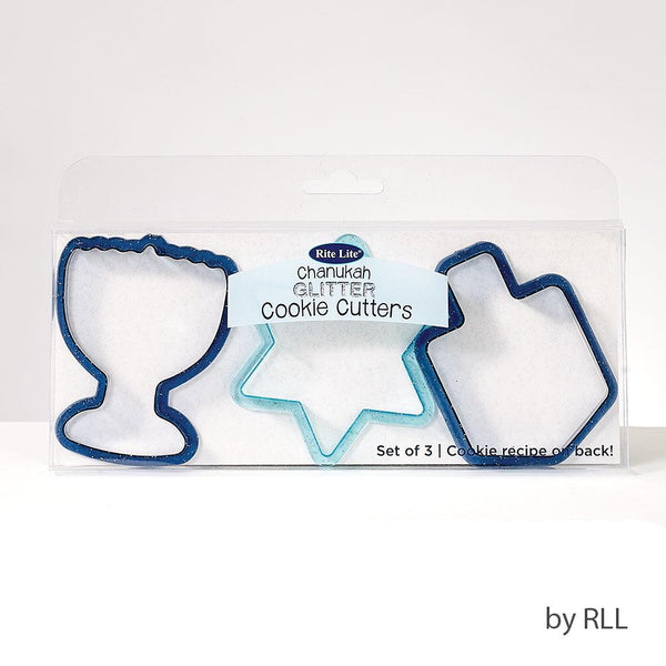 Chanukah Cookie Cutters, Plastic, Glitter, 3 Shapes,giftbox HAN 
