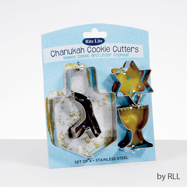Chanukah Cookie Cutters, Stainless, 4 Shapes, 6"x5",carded HAN 