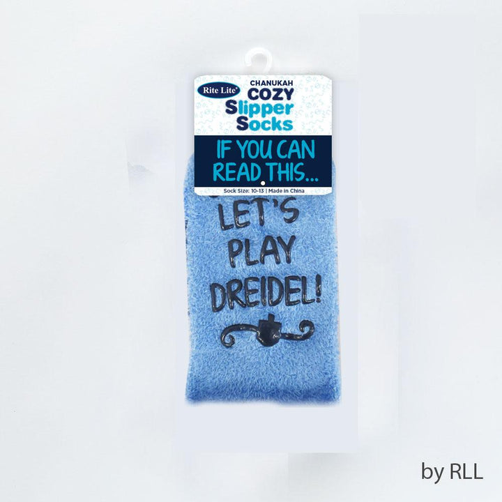 Chanukah Cozy Slipper Socks, Adult, Dreidel Design, Carded Chanukah 