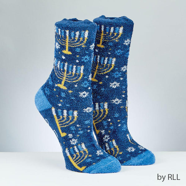 Chanukah Cozy Slipper Socks,adult,menorah Design,w/ Metallic,card Chanukah 