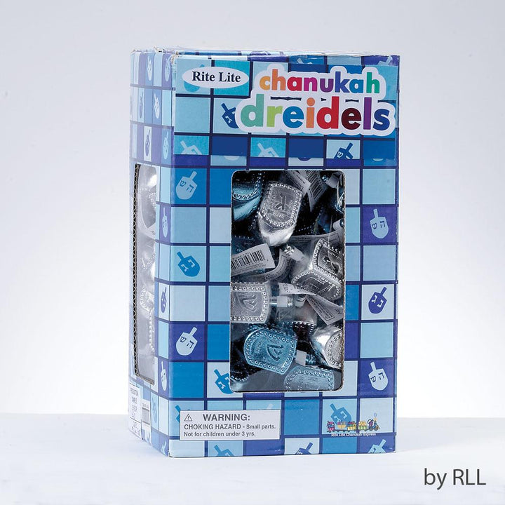 Chanukah Dreidels, 1.75", Metallic Blue/silver, 100/color Box Chanuka 