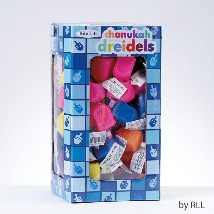 Chanukah Dreidels, Plastic, 1.5", Asst Colr, Med, 100/clr Box Chanuka 