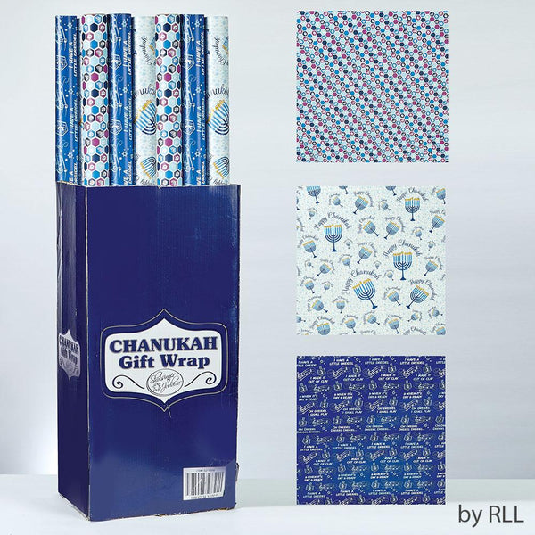 Chanukah Gift Wrap, 3 Asst. Styles, 30 Sq. Ft. Roll Chanuka 