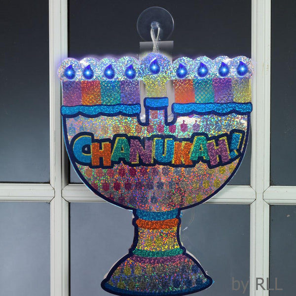 Chanukah Led Window Decoration, Batt Op, 10" X 8" Chanuka 