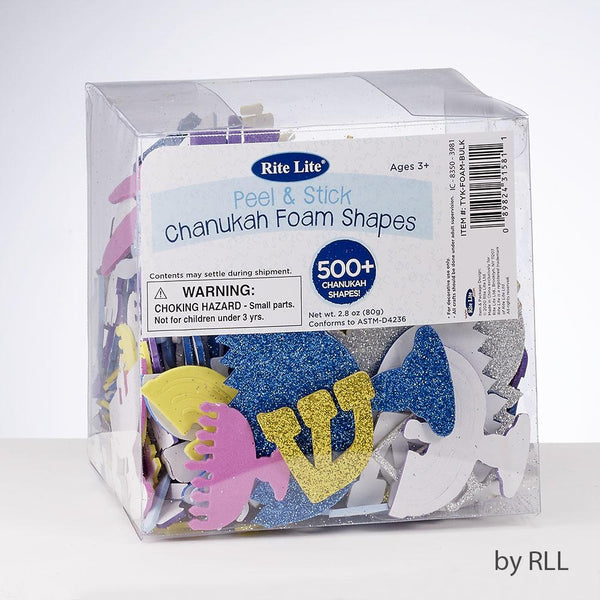 Chanukah Peel & Stick Foam Shapes, W/glitter 500+/pvc Tub Chanukah 