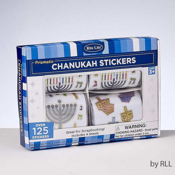 Chanukah Prismatic Stickers In A Box, 5"x7", 4 Rolls, Acid Free Chanukah 