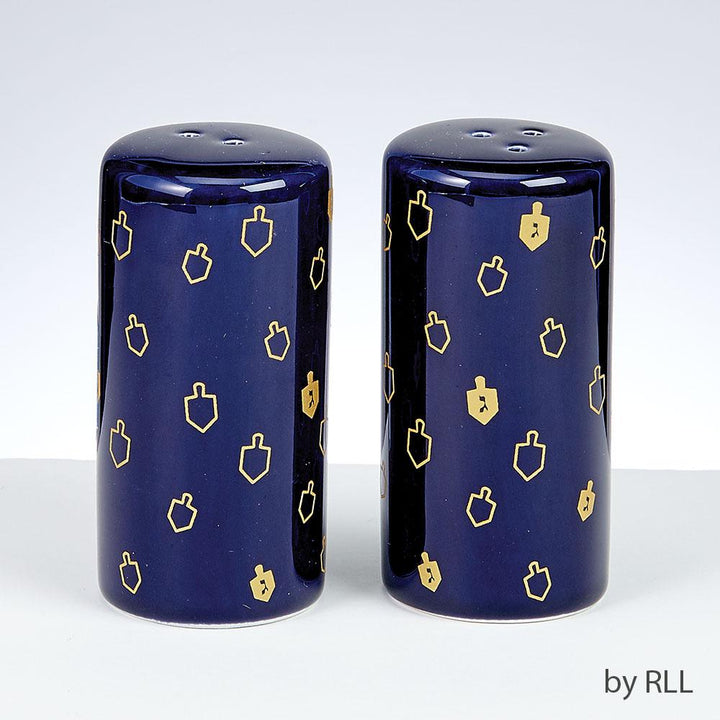 Chanukah Salt/pepper Shakers,ceramic,gold Accnts,set Of 2/giftbox HAN 