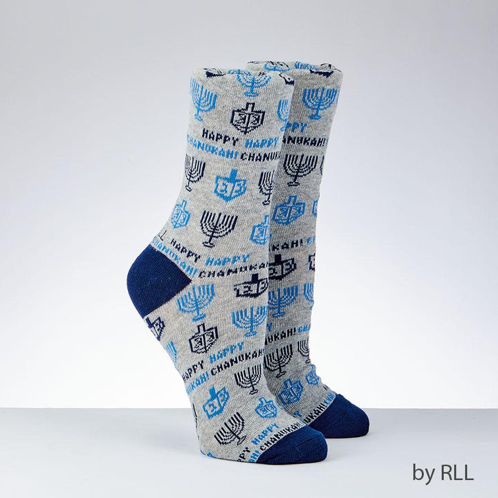 Chanukah Socks, Adult Crew, "happy Chanukah", Carded HAN 