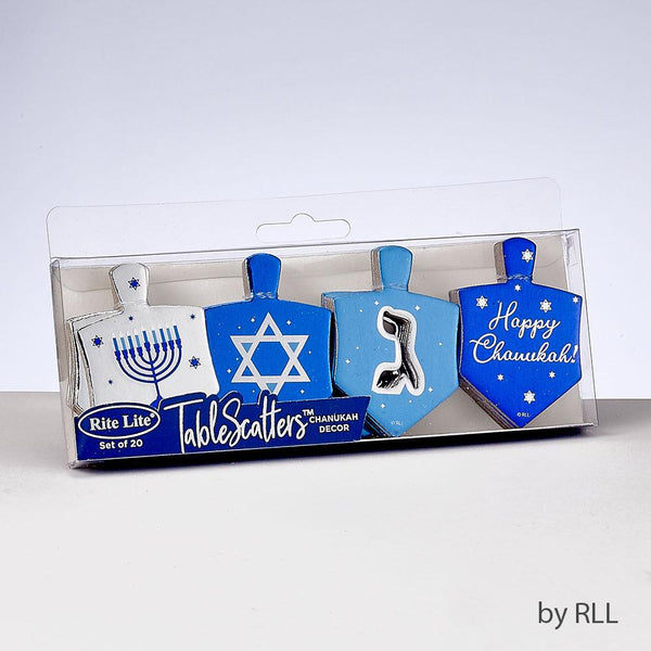 Chanukah Tablescatters™, 20 Foiled Dreidels, Gift Box Chanukah 