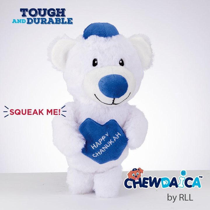 "chewdaica"™, Chanukah Squeaky Bear Dog Toy, Plush, 8", Tag Chanuka 