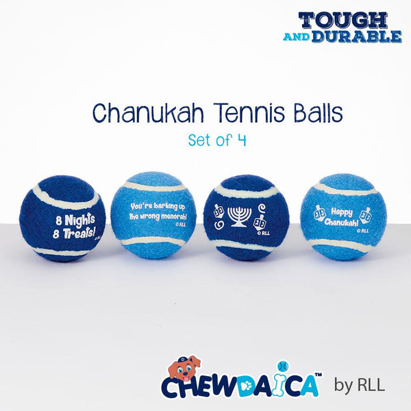 "chewdaica"™, Chanukah Tennis Balls, Dog Toy, Set Of 4 Chanuka 