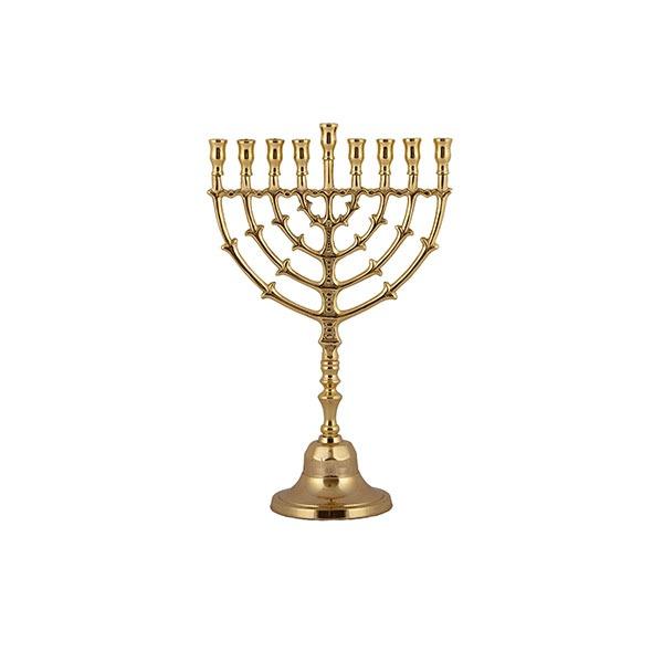 Classic Hanukkah Menorah - Bronze - Leaves 