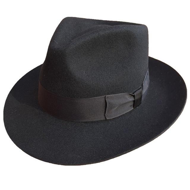 Classic Men's Wool Felt Fedora Hat in Colors Black S 55cm 