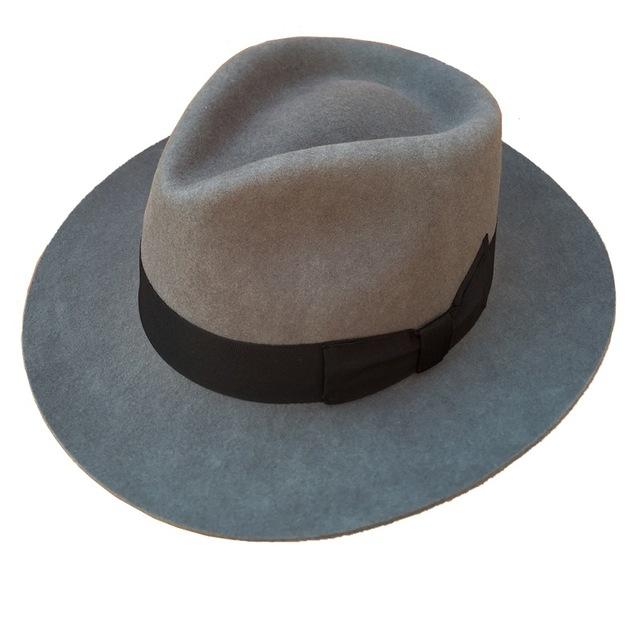 Classic Men's Wool Felt Fedora Hat in Colors Gray S 55cm 