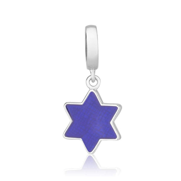 Classic Star David Charm Pendant Blue Enamel Silver Judaism Jewelry Holy Land Jewish Jewelry 