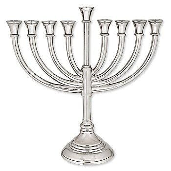 Classic Traditional Highly Polished Nickel Plated Aluminum Menorah 