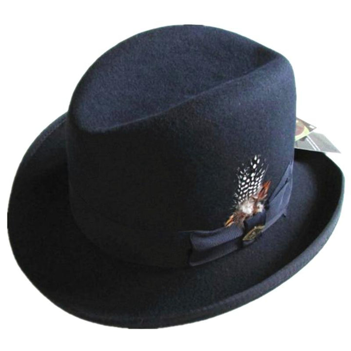 Classic Wool Felt Homburg Fedora Bowler Hat Black Blue Brown Red 