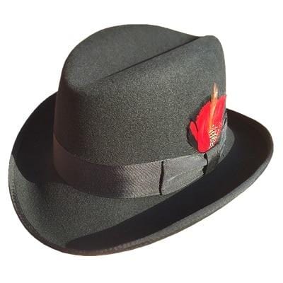 Classic Wool Felt Homburg Fedora Bowler Hat Black Blue Brown Red Black S 55cm 