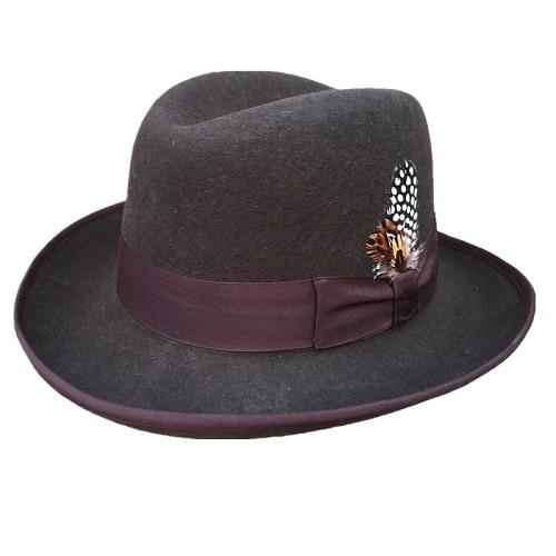 Classic Wool Felt Homburg Fedora Bowler Hat Black Blue Brown Red Brown S 55cm 