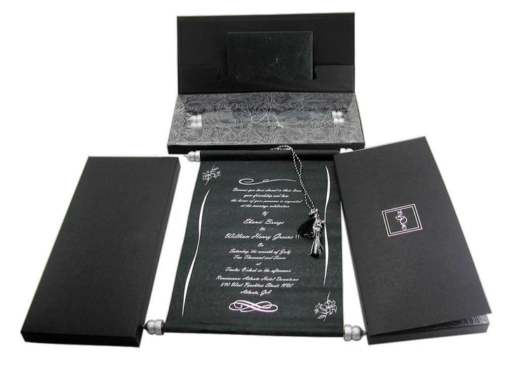 Classy Invitations - Scroll In A Box 11 x 8.5" Black 