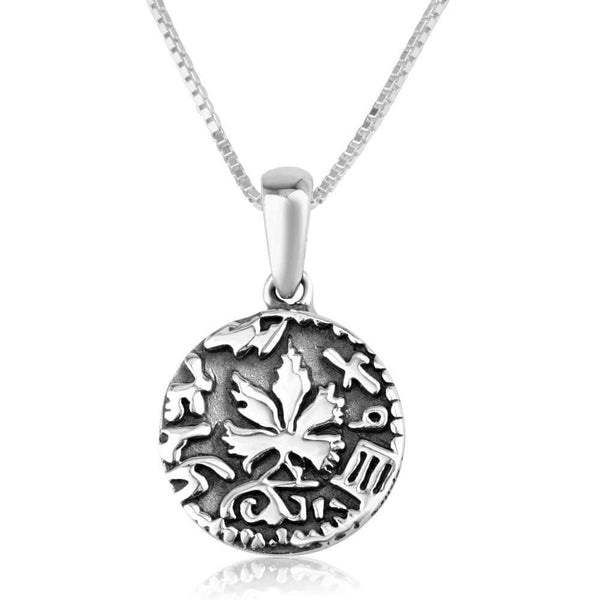Coiled Twist Medallion Silver Pendant Half Shekel Jewelry Israel Holy Land Gift Jewish Jewelry 