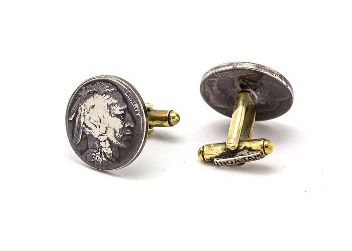 Coin cufflink with the Buffalo Nickel coin of USA cufflinks 