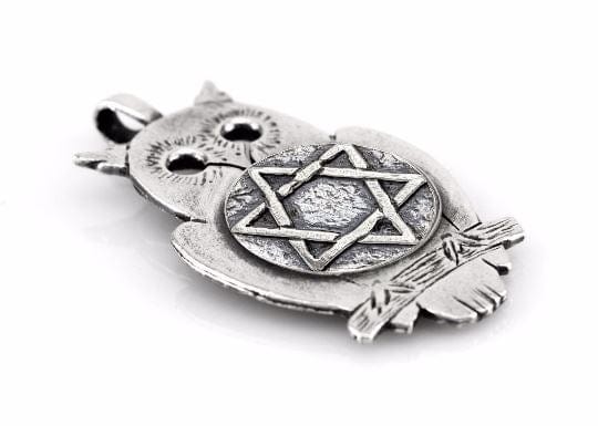 coin necklace with the Star of David coin medallion on owl jewish jewelry Star of David pendant owl jewelry Pendant 